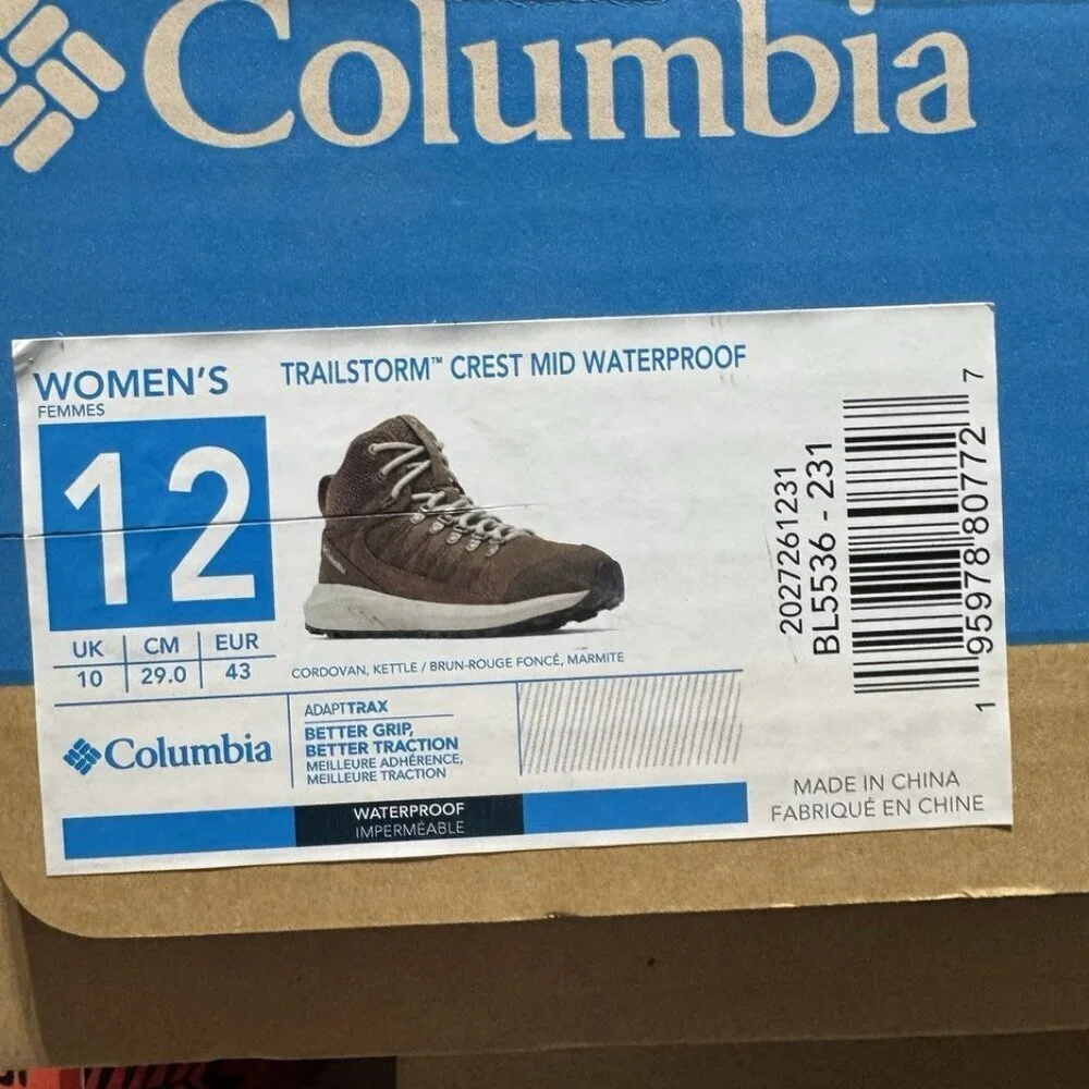 Columbia Womens Trailstorm Crest Mid Waterproof Boots Brown Size 12 M